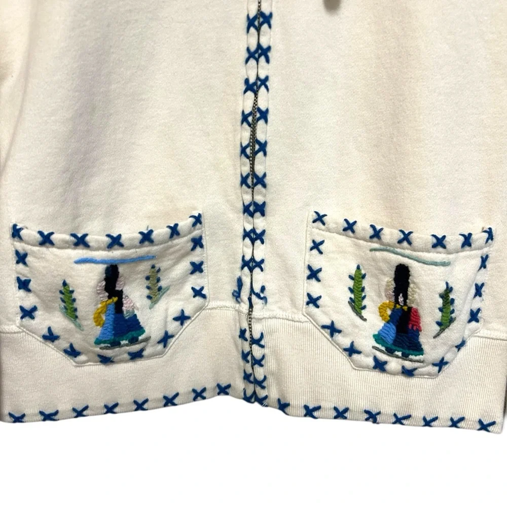 Lucky brand L sweatshirt zip up hoodie embroidery Mexican scene boho Y2K vintage